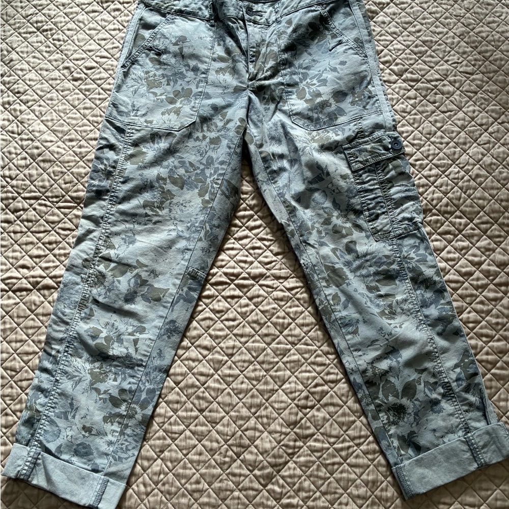 Anthropologie Blue Floral Ankle Pants